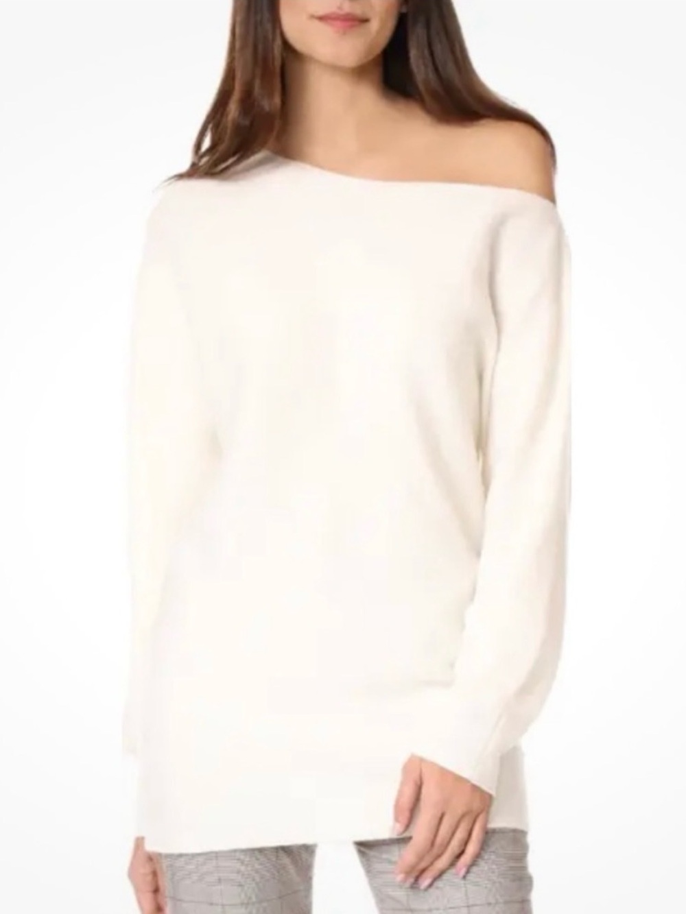 Theory One Shoulder Merino Wool Sweater Cream Size Small